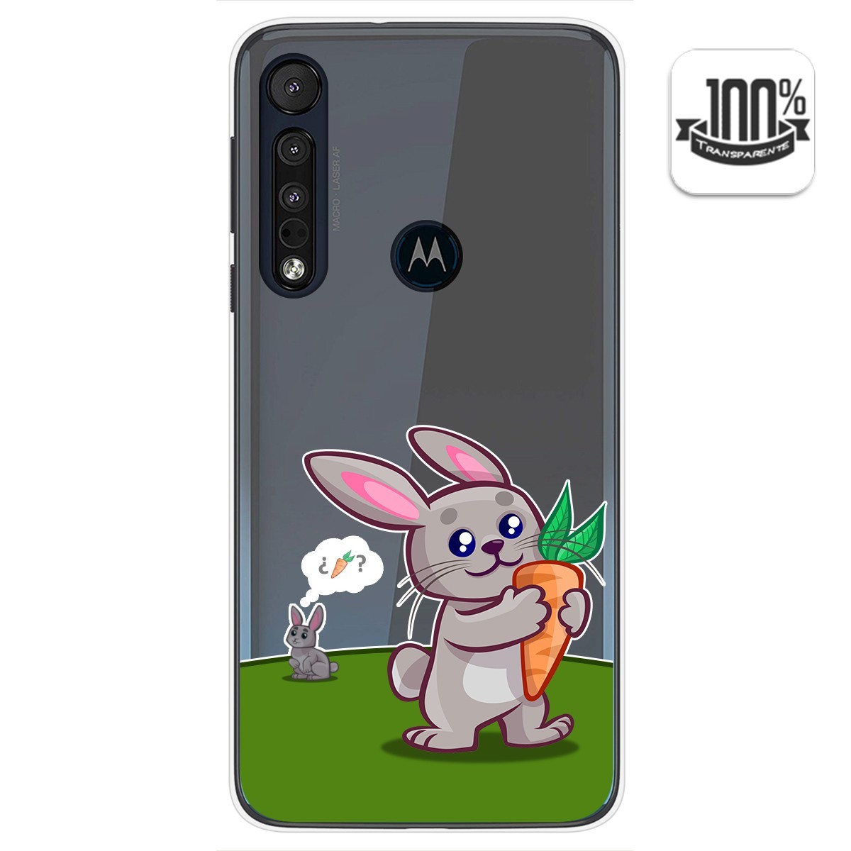 Funda Gel Transparente para Motorola One Macro diseño Conejo Dibujos