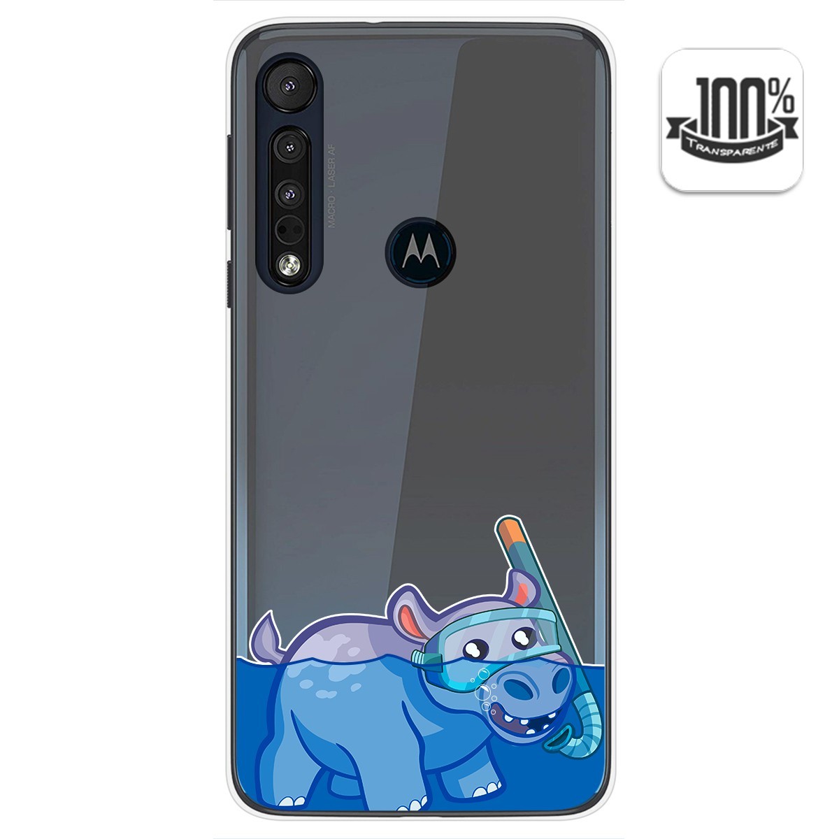 Funda Gel Transparente para Motorola One Macro diseño Hipo Dibujos