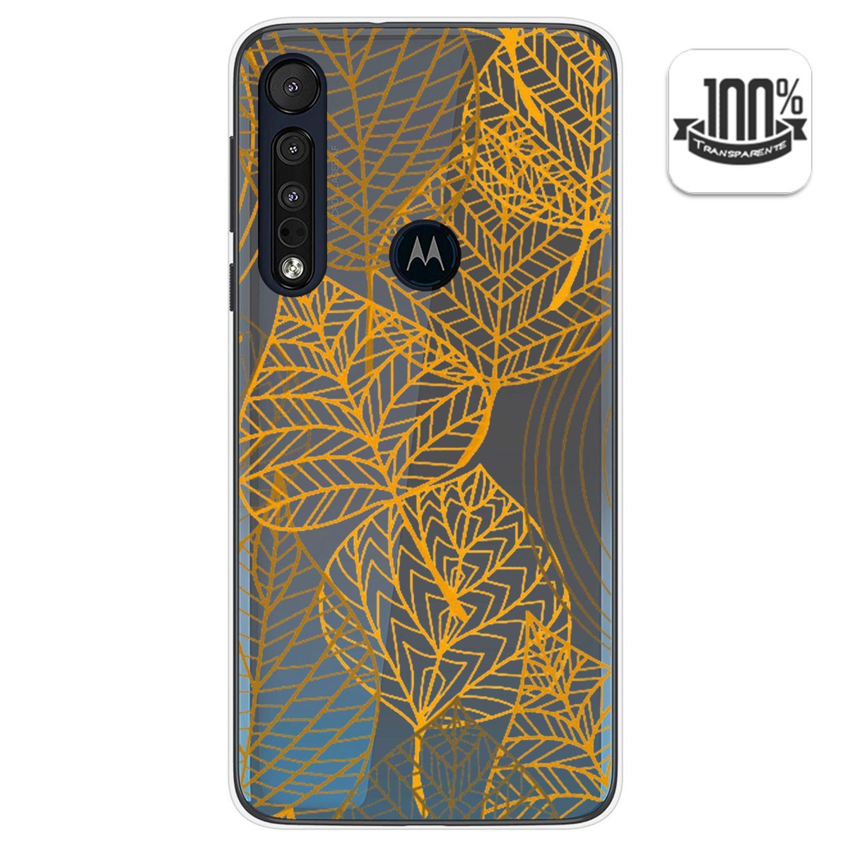 Funda Gel Transparente para Motorola One Macro diseño Hojas Dibujos