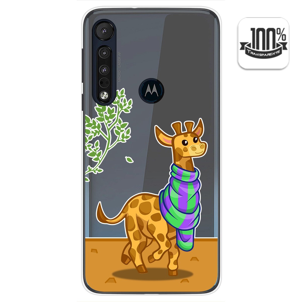 Funda Gel Transparente para Motorola One Macro diseño Jirafa Dibujos