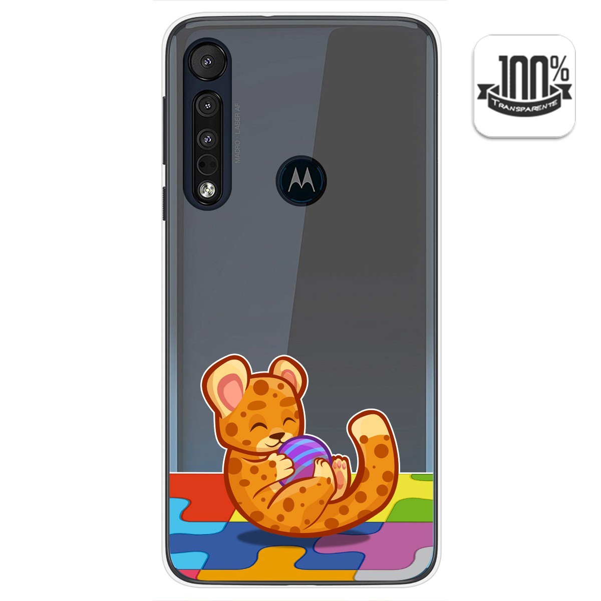 Funda Gel Transparente para Motorola One Macro diseño Leopardo Dibujos