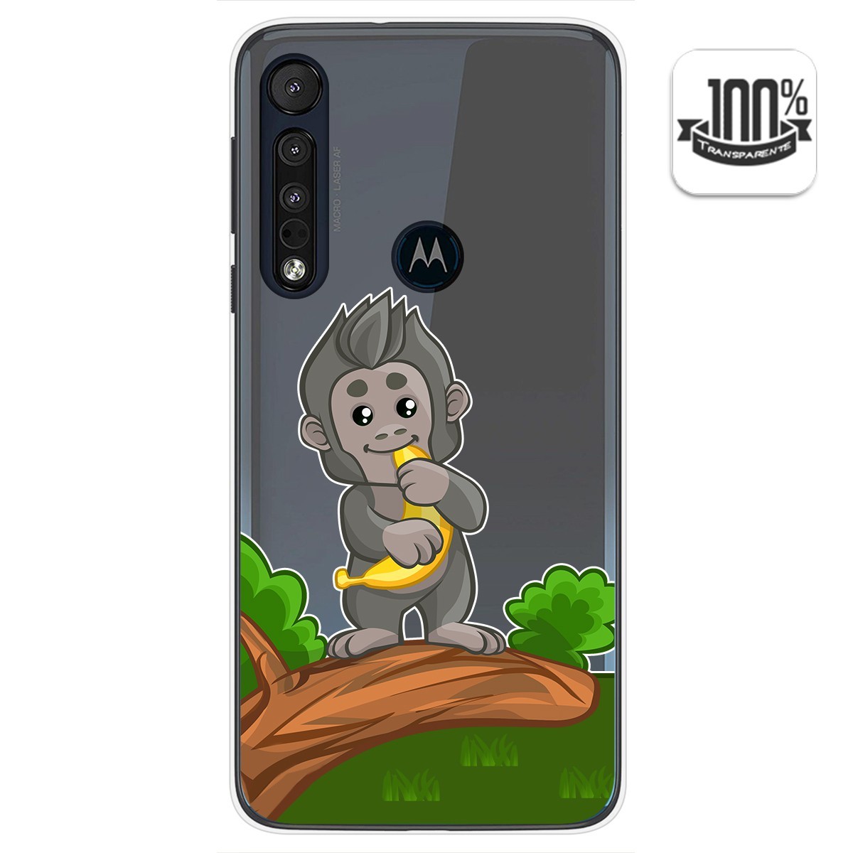 Funda Gel Transparente para Motorola One Macro diseño Mono Dibujos