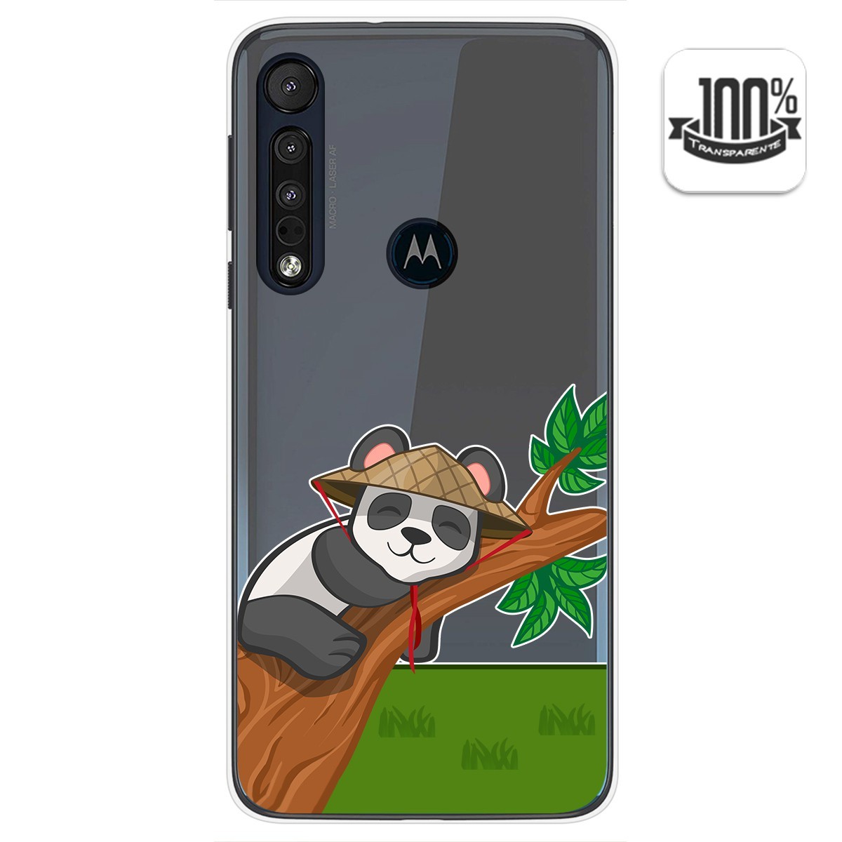 Funda Gel Transparente para Motorola One Macro diseño Panda Dibujos