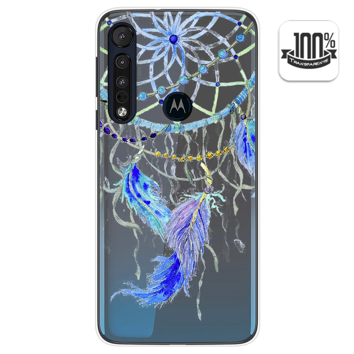 Funda Gel Transparente para Motorola One Macro diseño Plumas Dibujos