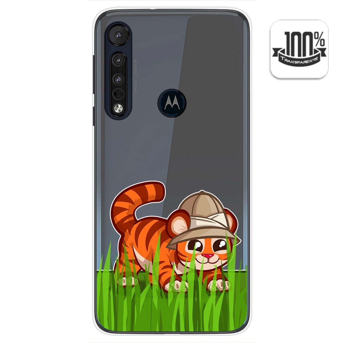 Funda Gel Transparente para Motorola One Macro diseño Tigre Dibujos