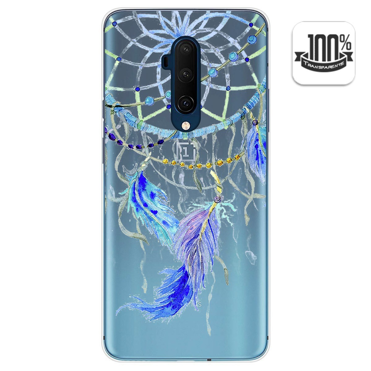 Funda Gel Transparente para Oneplus 7T Pro diseño Plumas Dibujos