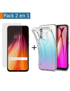 Pack 2 En 1 Funda Gel Transparente + Protector Cristal Templado para Xiaomi Redmi Note 8T