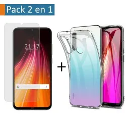 Pack 2 En 1 Funda Gel Transparente + Protector Cristal Templado para Xiaomi Redmi Note 8 (2019/2021)