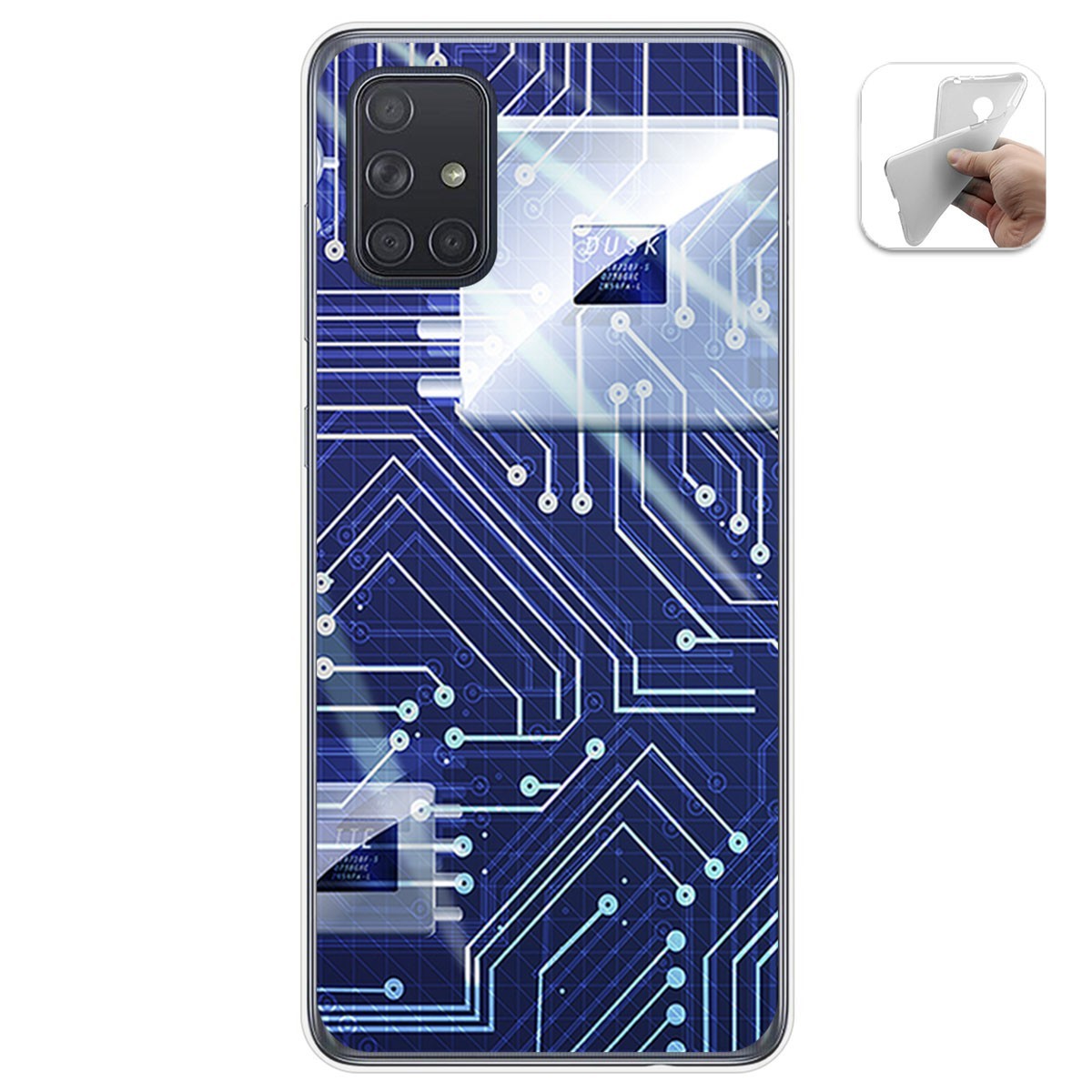 Funda Gel Tpu para Samsung Galaxy A71 diseño Circuito Dibujos