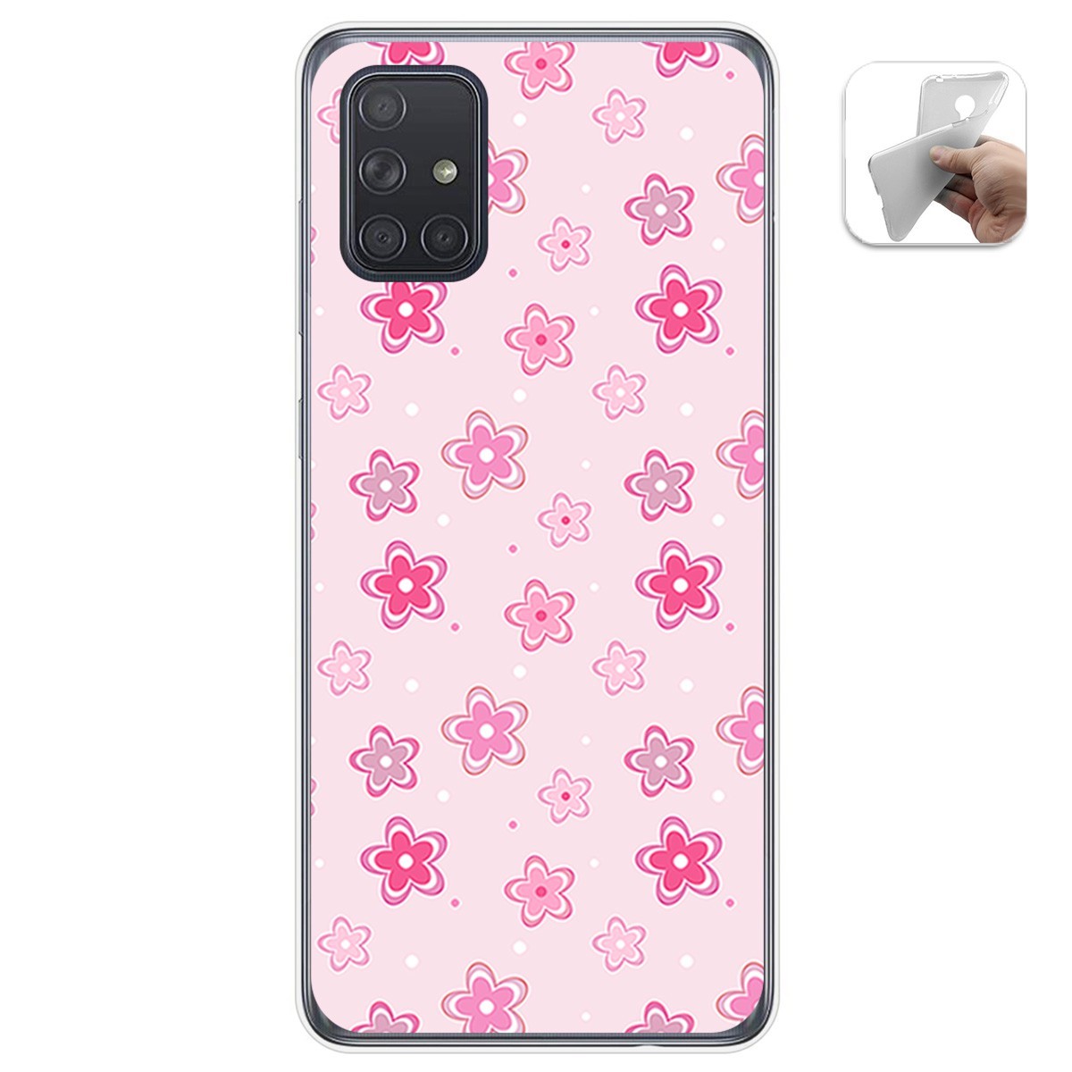 Funda Gel Tpu para Samsung Galaxy A71 diseño Flores Dibujos