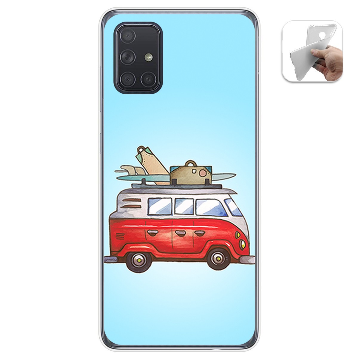 Funda Gel Tpu para Samsung Galaxy A71 diseño Furgoneta Dibujos