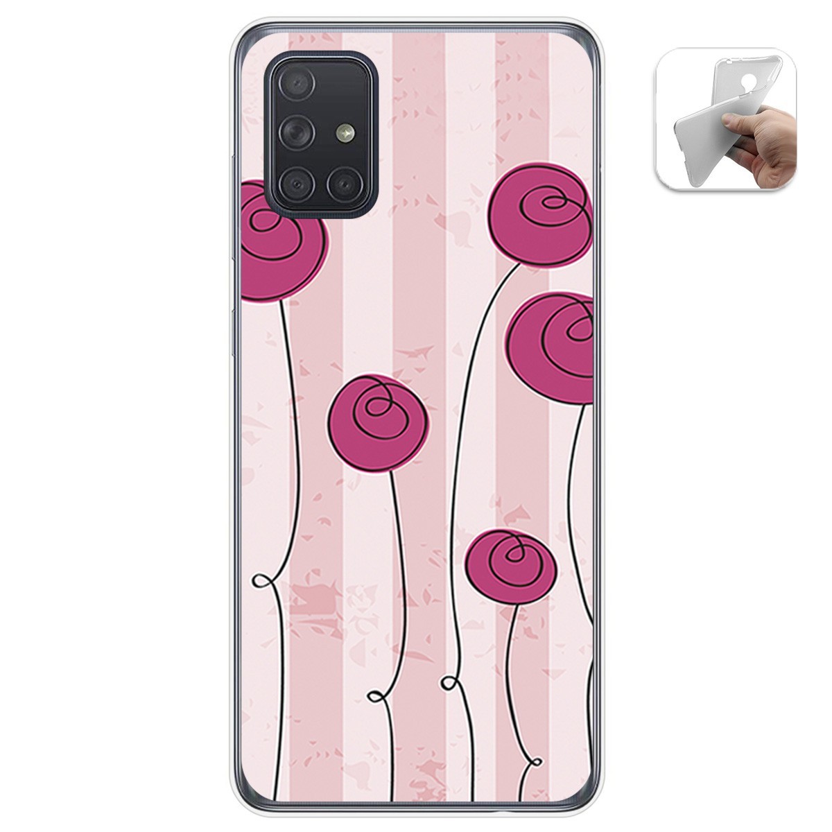 Funda Gel Tpu para Samsung Galaxy A71 diseño Flores Vintage Dibujos