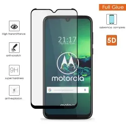 Protector Cristal Templado Completo 5D Full Glue Negro para Motorola Moto G8 Plus Vidrio