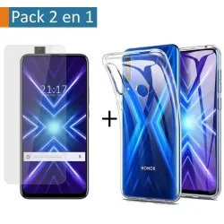 Pack 2 En 1 Funda Gel Transparente + Protector Cristal Templado para Huawei Honor 9X