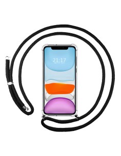 Funda Colgante Transparente para Iphone 11 (6.1) con Cordon Negro