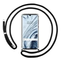 Funda Colgante Transparente para Xiaomi Mi Note 10 con Cordon Negro