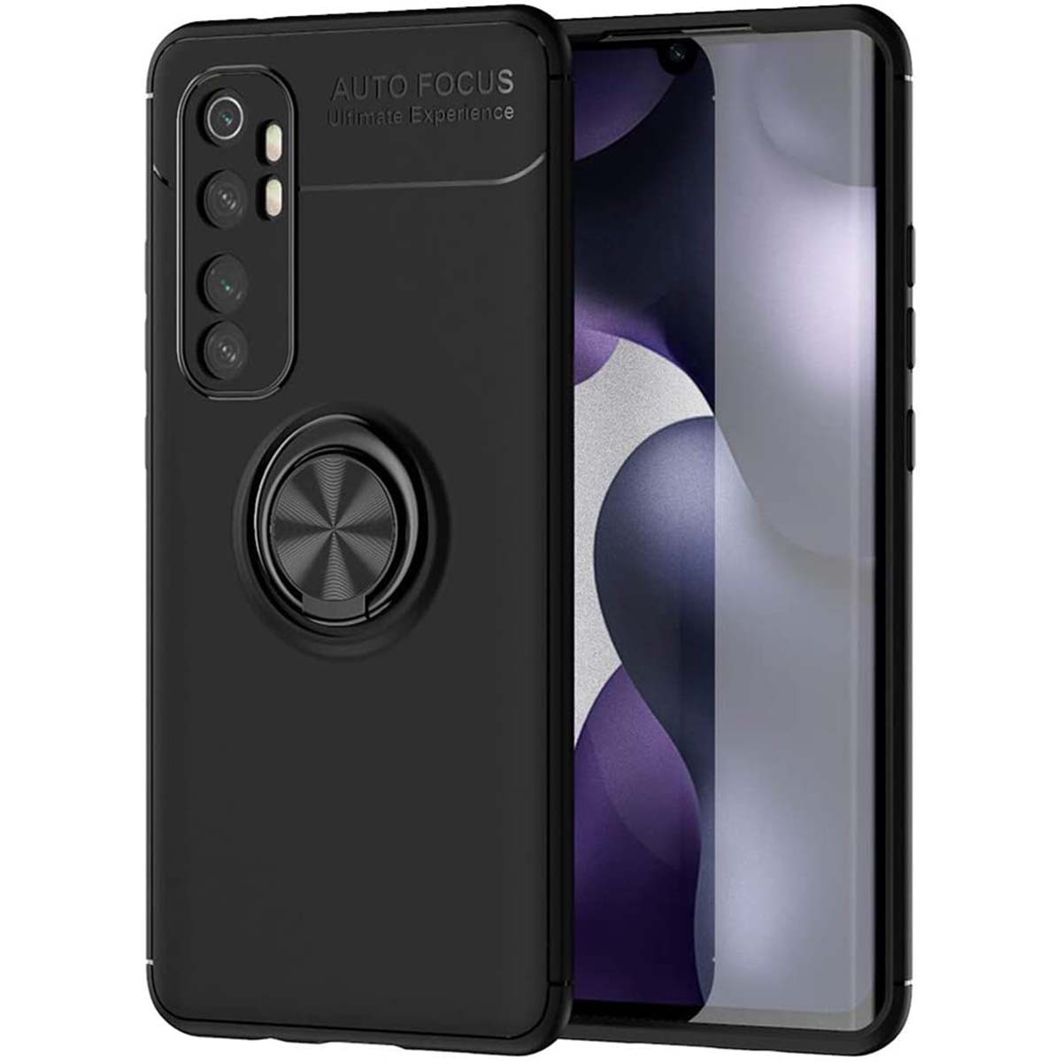 Funda Magnetica Soporte con Anillo Giratorio 360 para Xiaomi Mi Note 10 Lite Negra