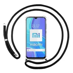 Funda Colgante Transparente para Xiaomi Redmi 9 con Cordon Negro