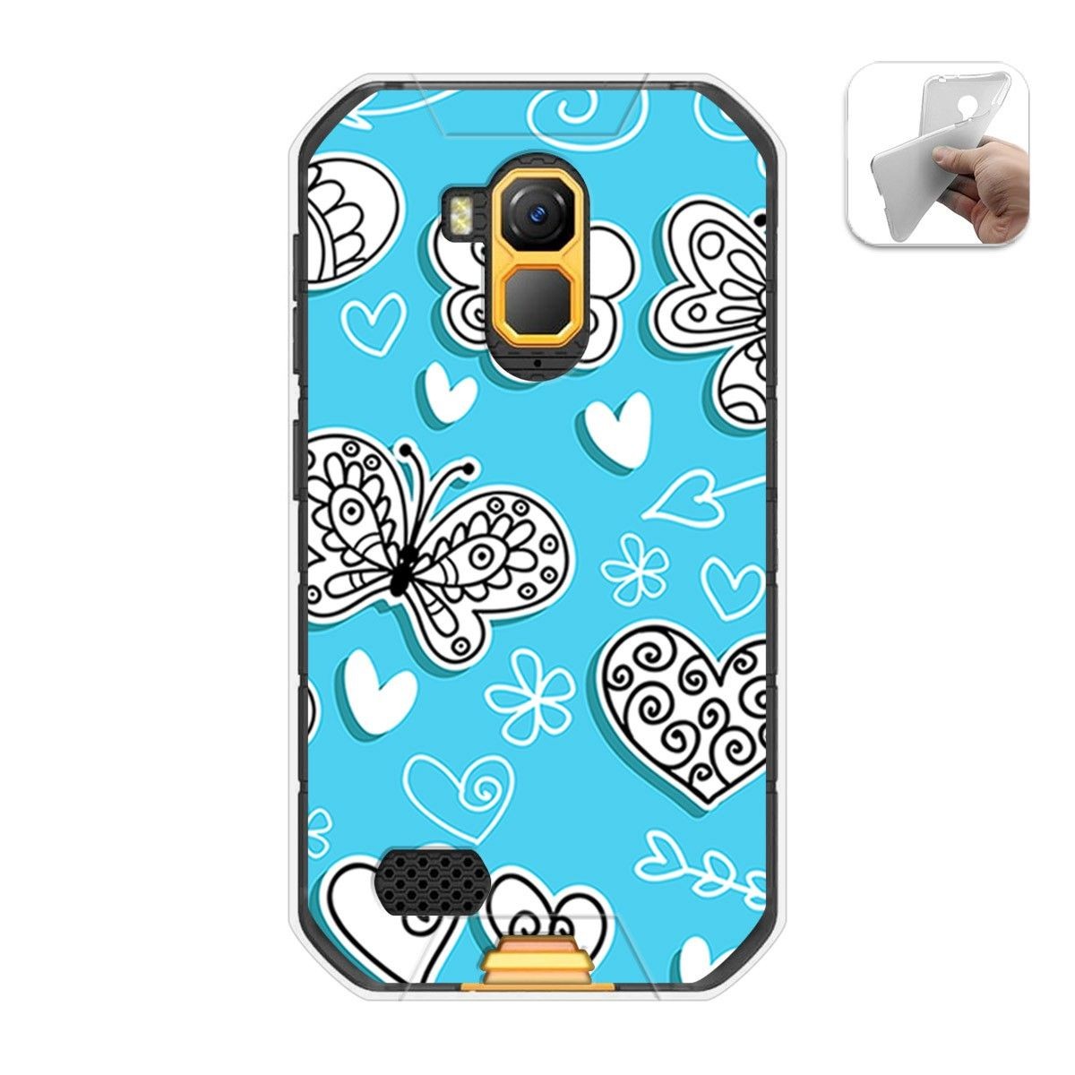 Funda Gel Tpu para Ulefone Armor X7 / X7 Pro diseño Mariposas Dibujos