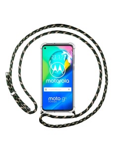 Funda Colgante Transparente para Motorola Moto G8 Power con Cordon Verde / Dorado