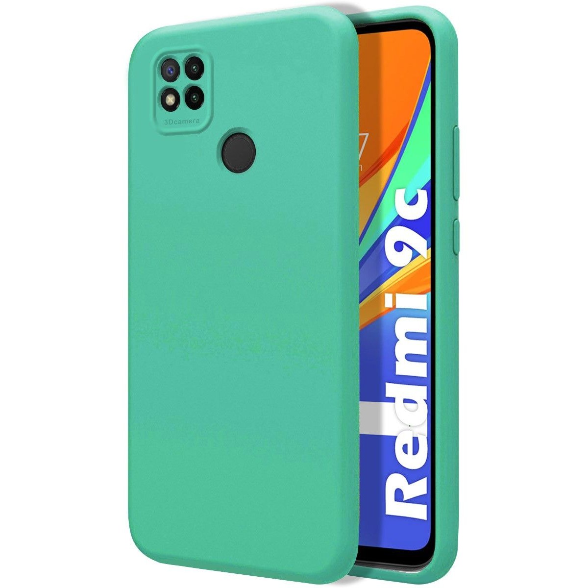 Funda de Cuero Cartera con Soporte Carcasa L08 para Xiaomi Redmi 9C NFC  Menta Verde