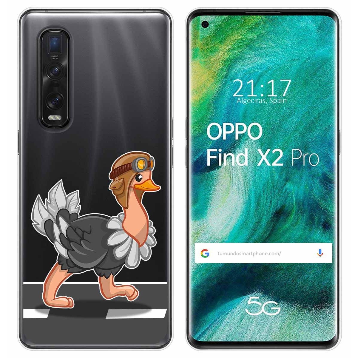 Funda Gel Transparente para Oppo Find X2 Pro diseño Avestruz Dibujos