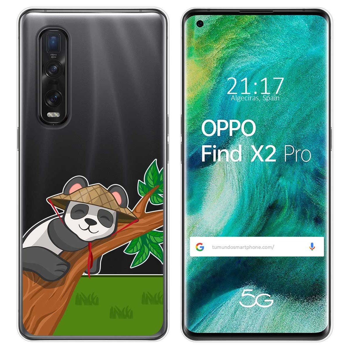 Funda Gel Transparente para Oppo Find X2 Pro diseño Panda Dibujos