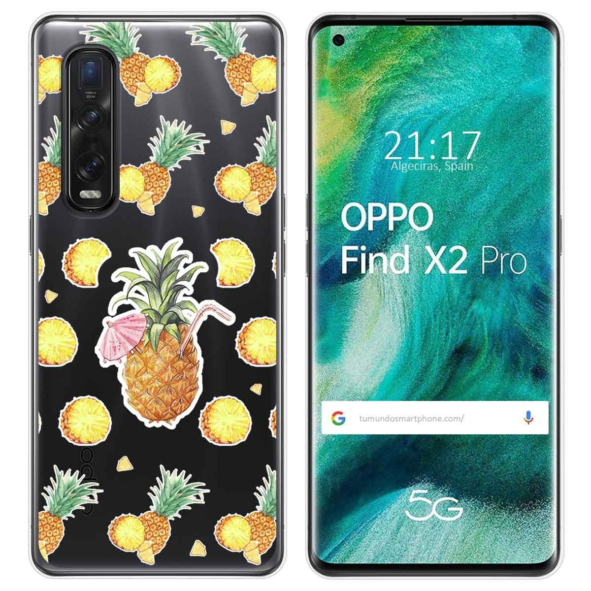 Funda Gel Transparente para Oppo Find X2 Pro diseño Piña Dibujos