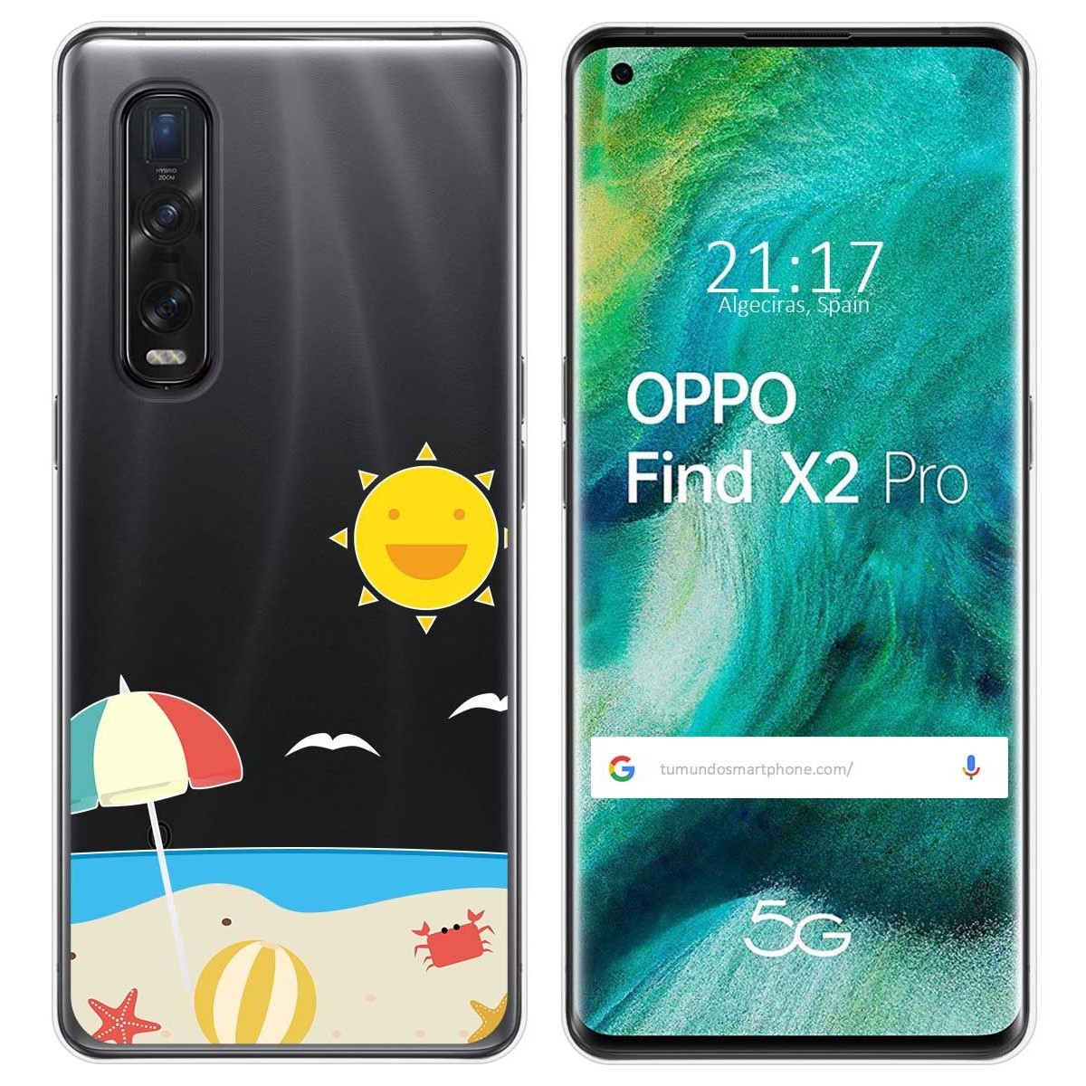 Funda Gel Transparente para Oppo Find X2 Pro diseño Playa Dibujos