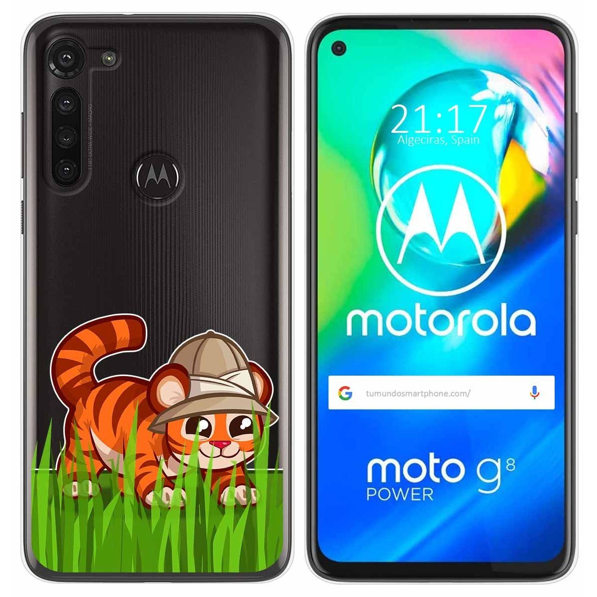 Funda Gel Transparente para Motorola Moto G8 Power diseño Tigre Dibujos