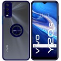 Funda Mate con Borde Azul y Anillo Giratorio 360 para Vivo Y20s / Y11s