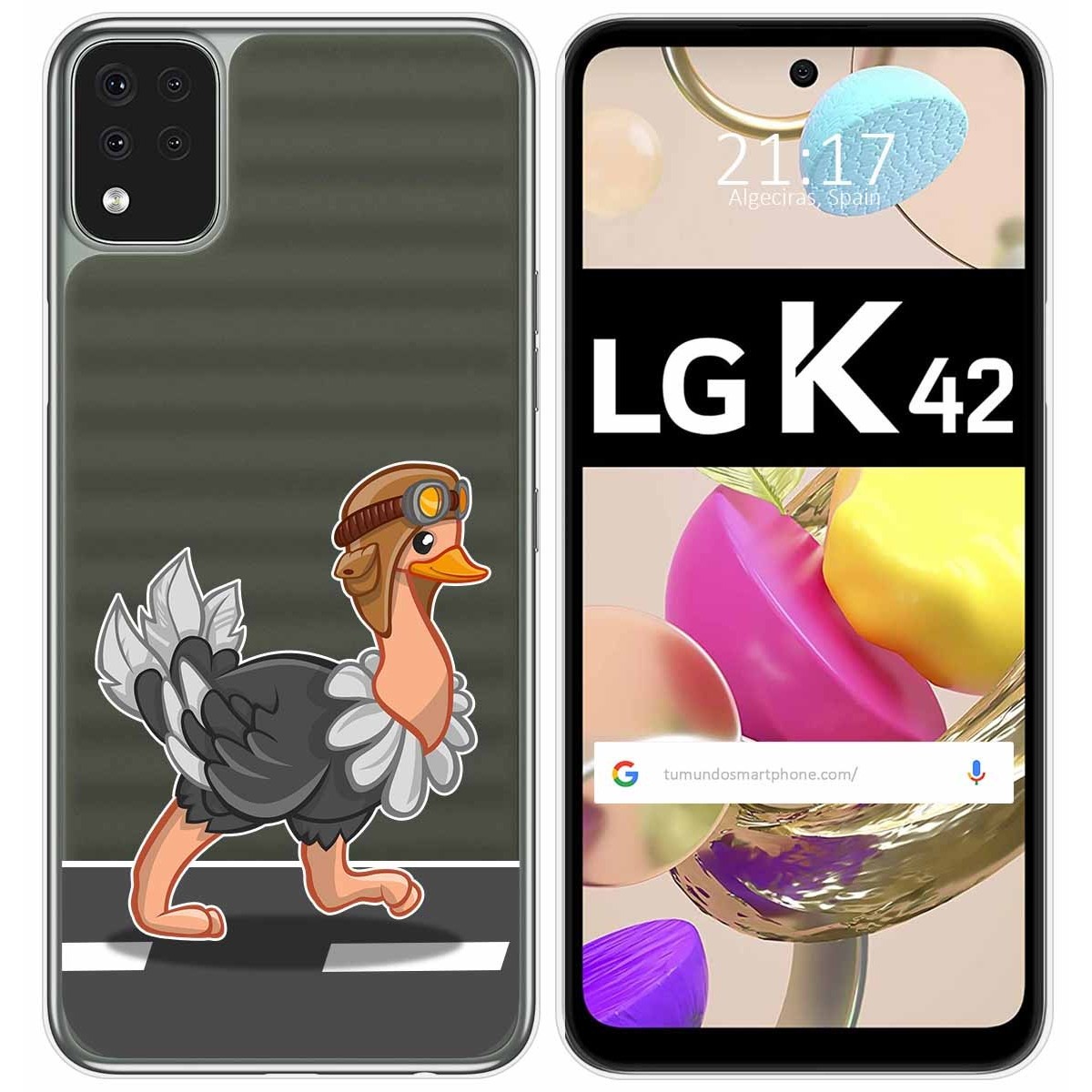 Funda Gel Transparente para LG K42 diseño Avestruz Dibujos