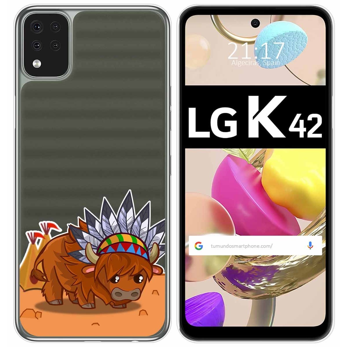 Funda Gel Transparente para LG K42 diseño Bufalo Dibujos