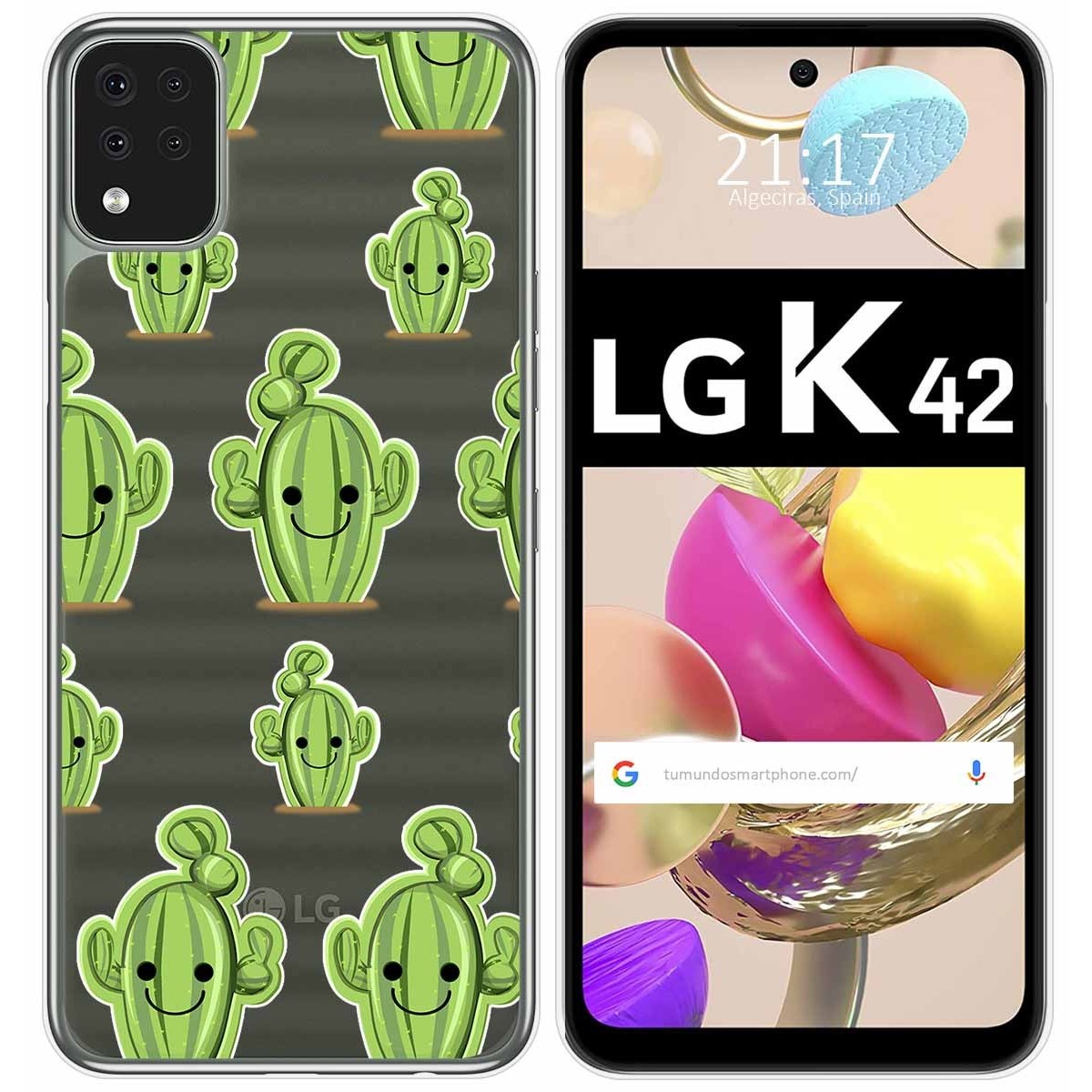 Funda Gel Transparente para LG K42 diseño Cactus Dibujos