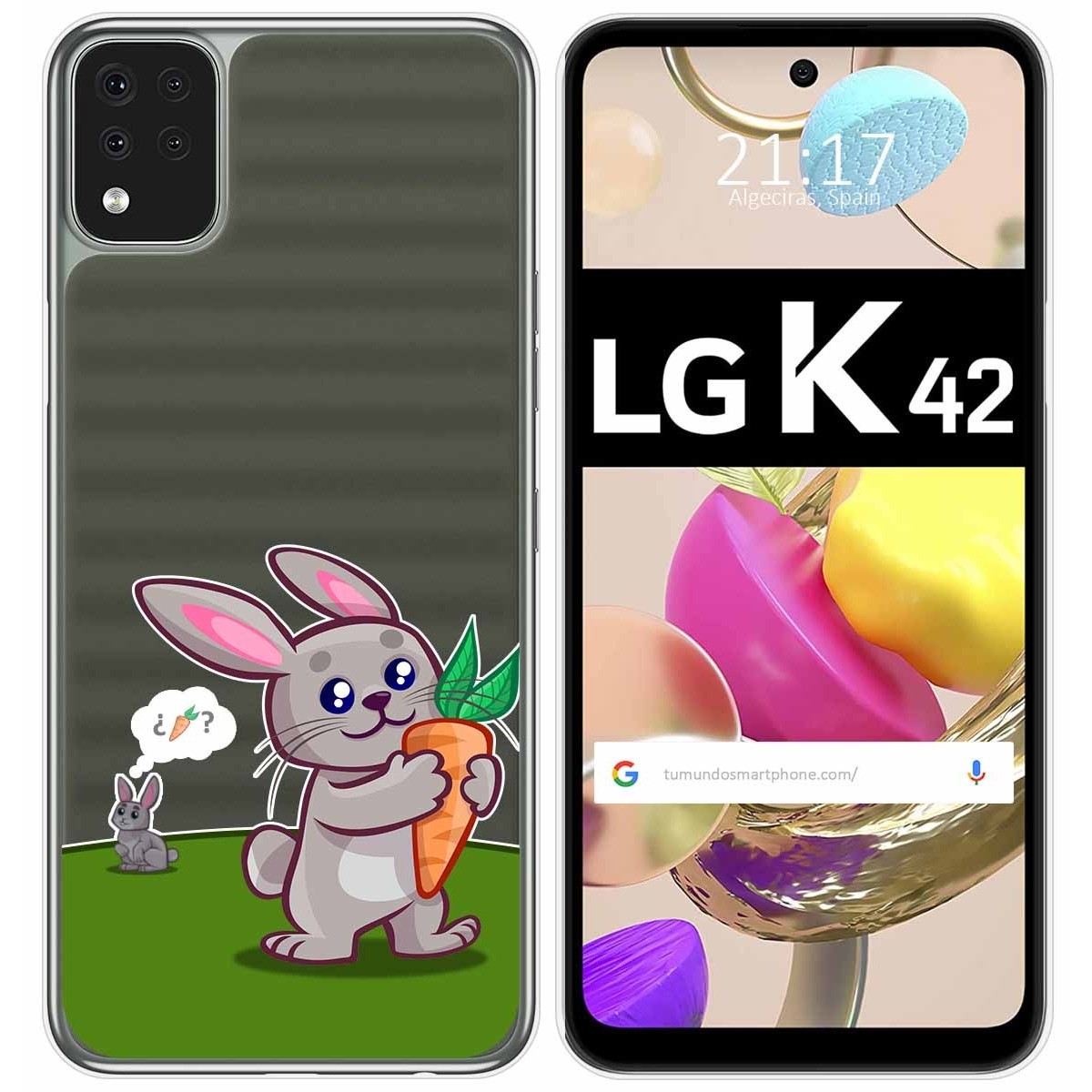 Funda Gel Transparente para LG K42 diseño Conejo Dibujos