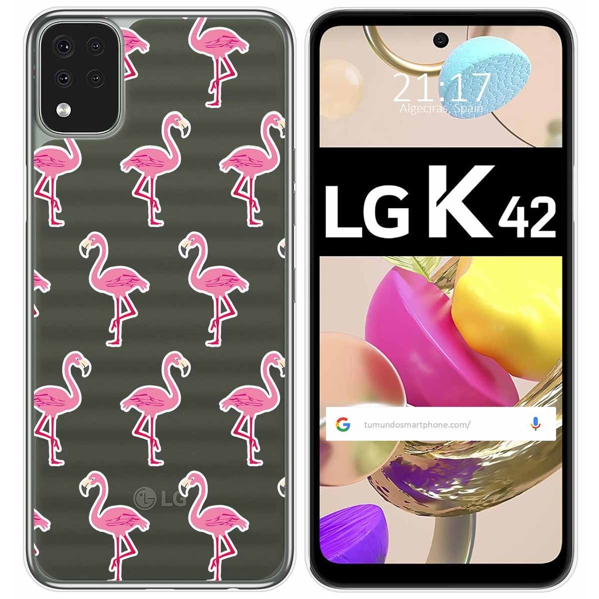 Funda Gel Transparente para LG K42 diseño Flamenco Dibujos