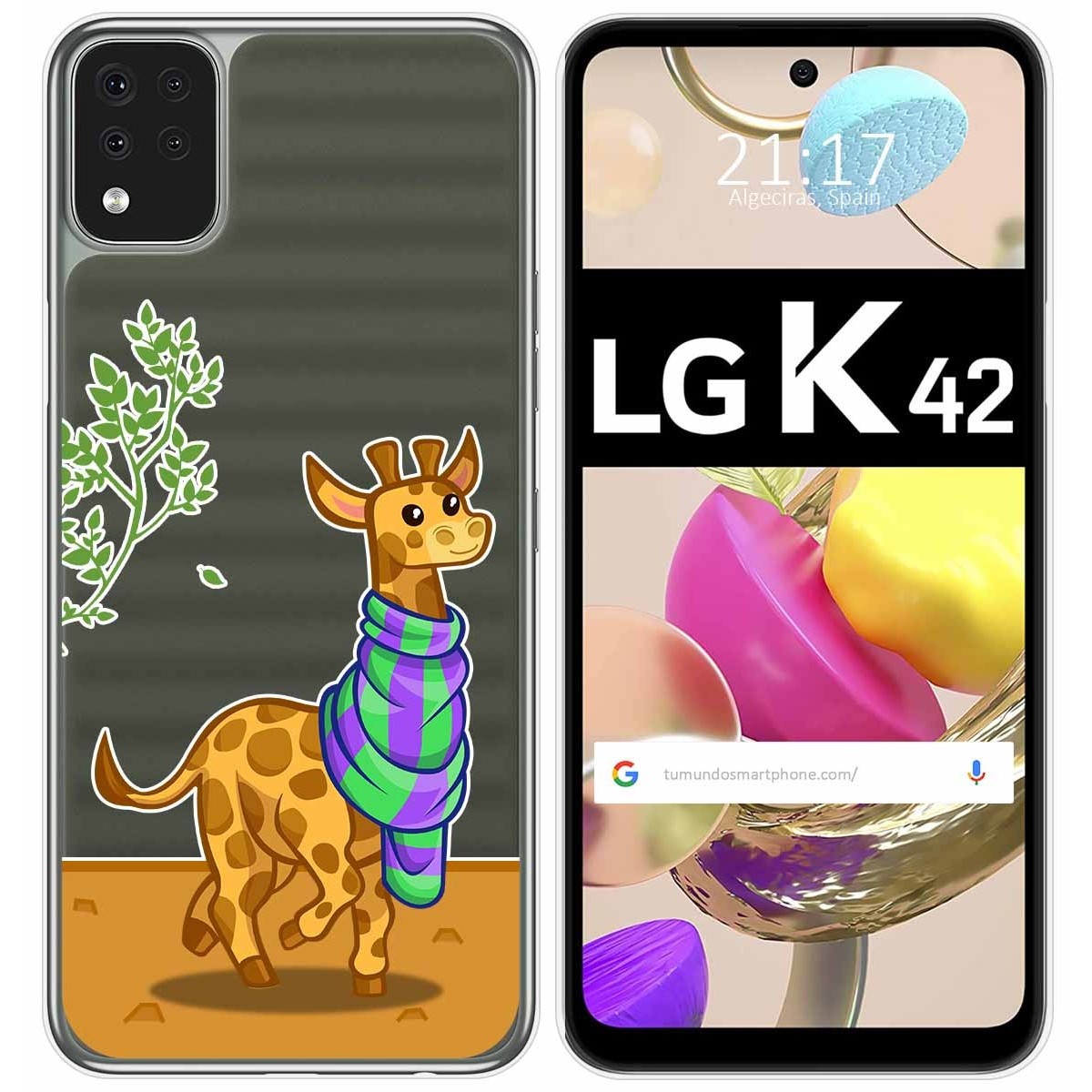 Funda Gel Transparente para LG K42 diseño Jirafa Dibujos