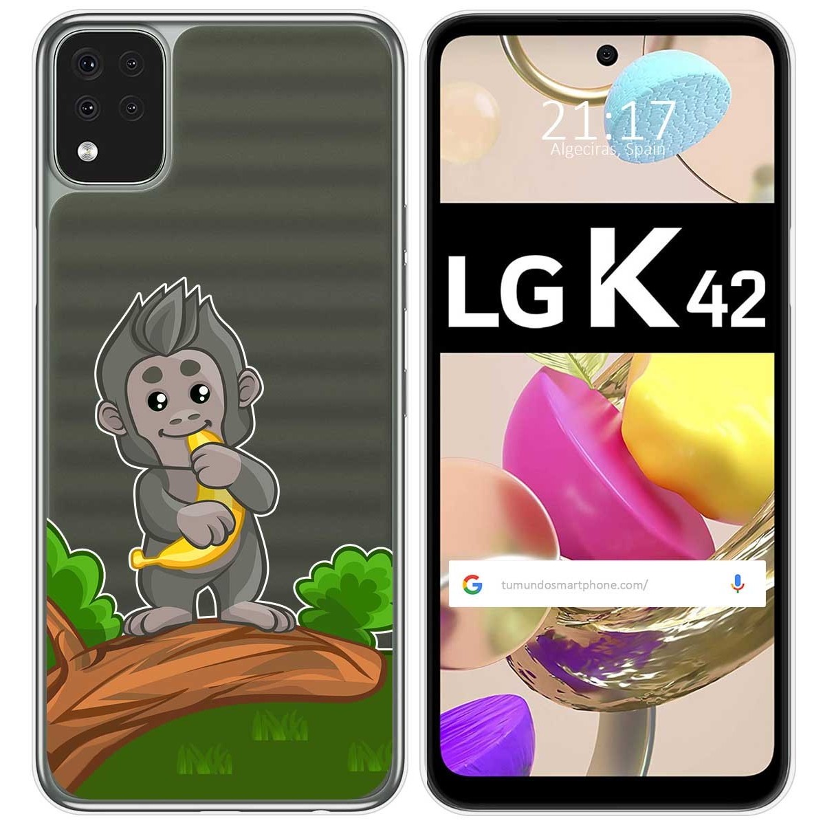 Funda Gel Transparente para LG K42 diseño Mono Dibujos