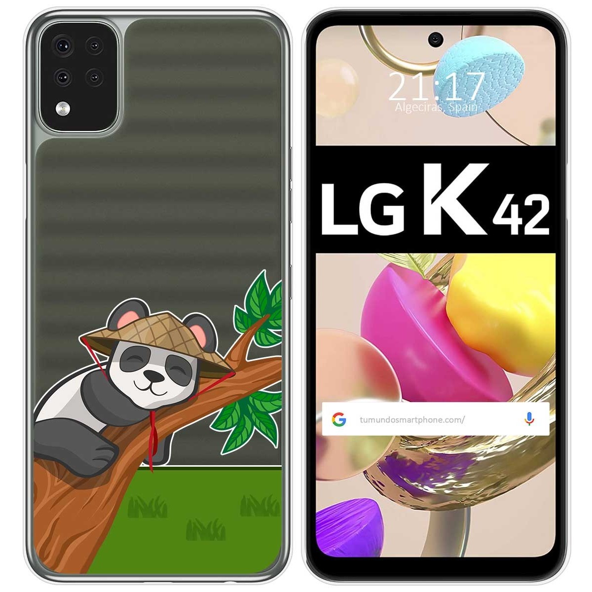 Funda Gel Transparente para LG K42 diseño Panda Dibujos