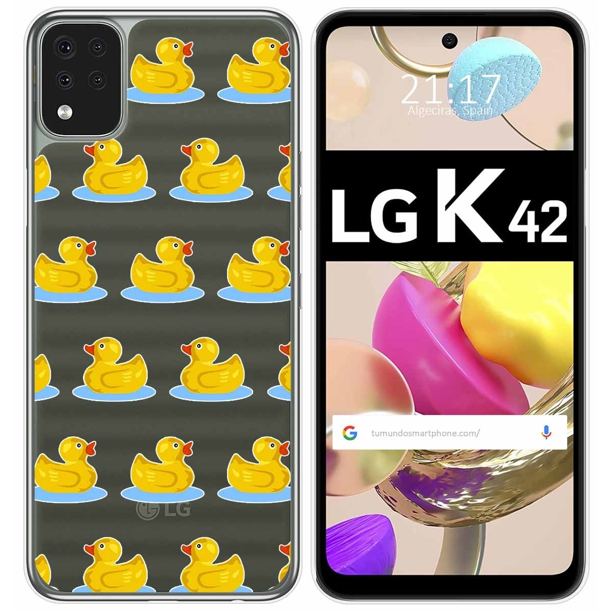 Funda Gel Transparente para LG K42 diseño Pato Dibujos