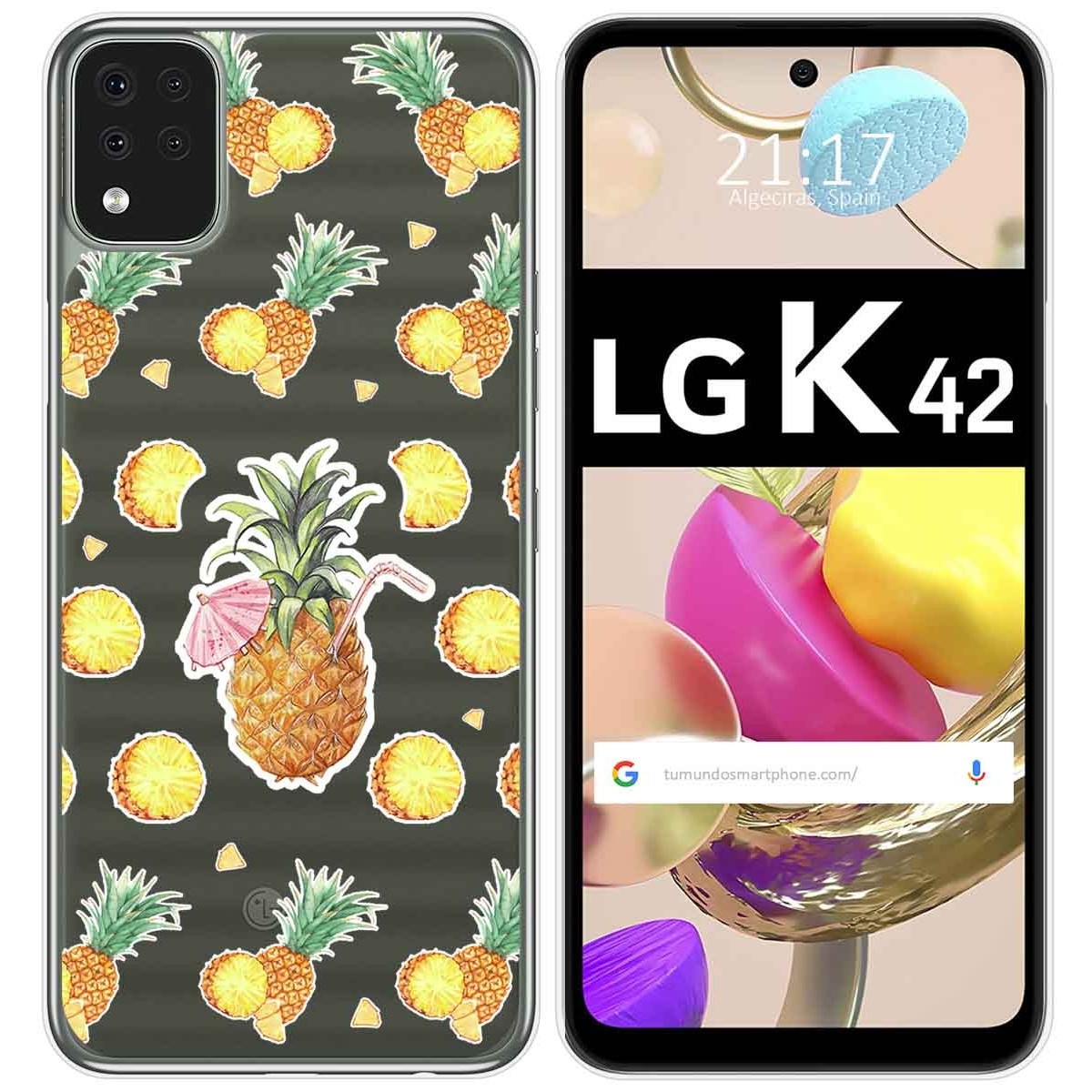 Funda Gel Transparente para LG K42 diseño Piña Dibujos