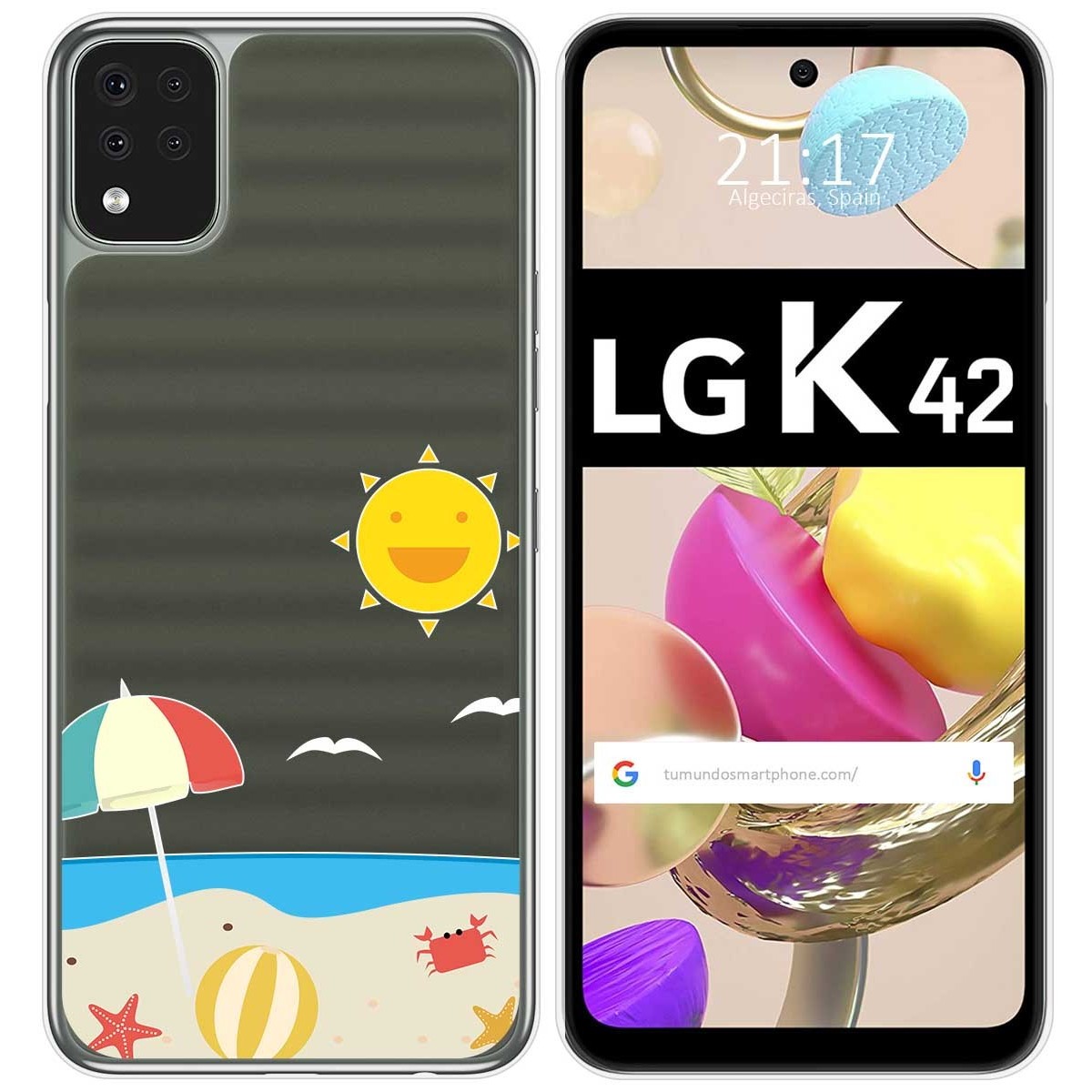 Funda Gel Transparente para LG K42 diseño Playa Dibujos