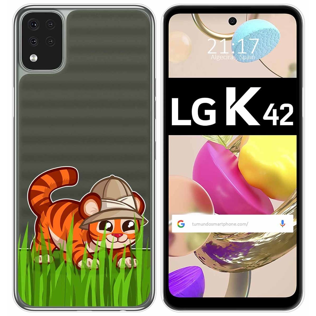 Funda Gel Transparente para LG K42 diseño Tigre Dibujos