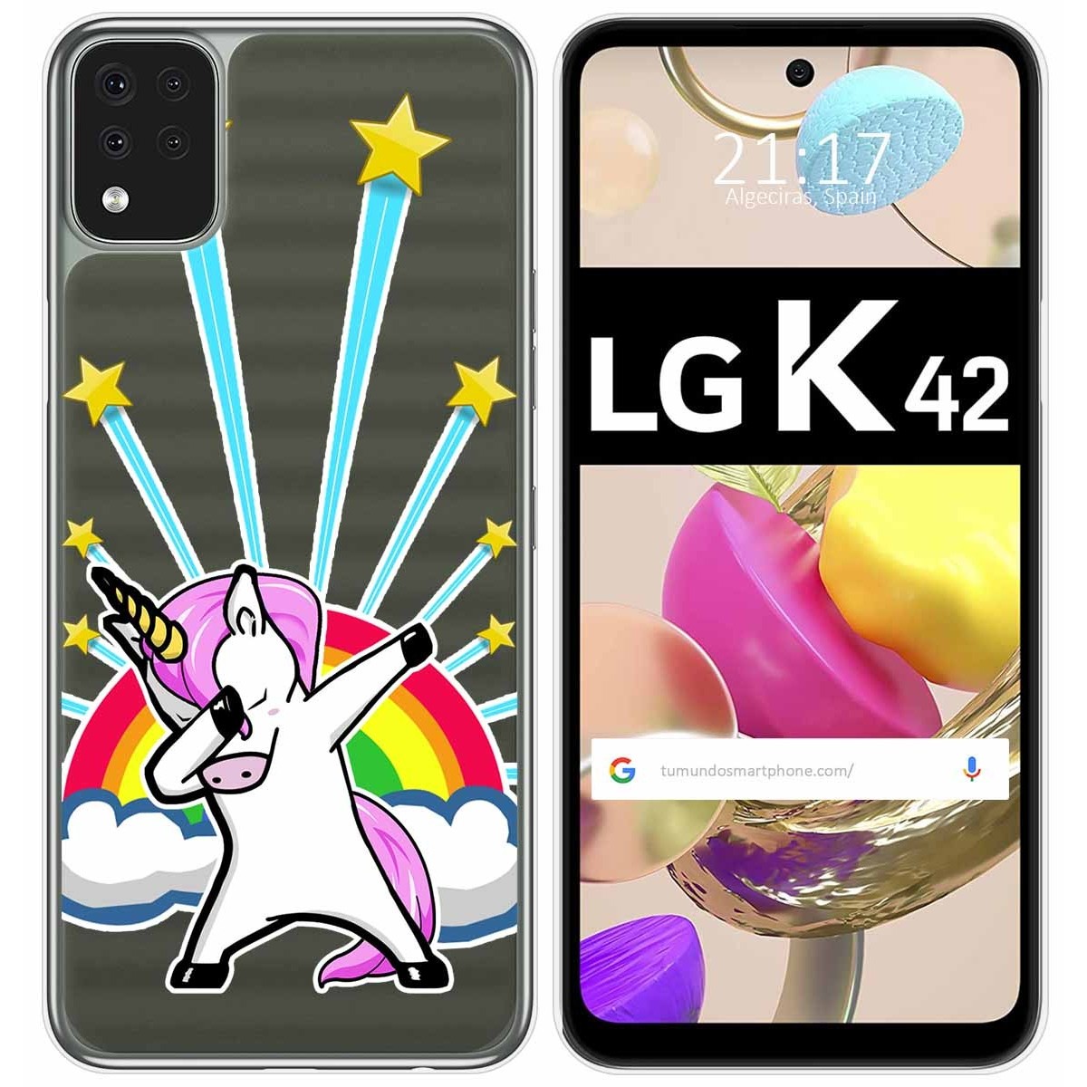 Funda Gel Transparente para LG K42 diseño Unicornio Dibujos