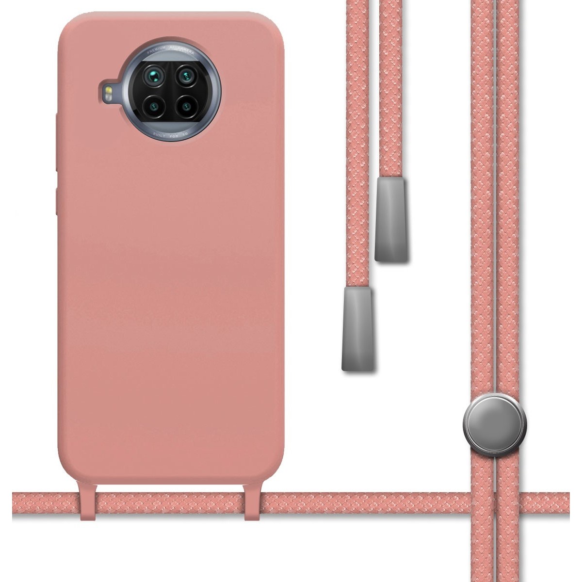 Xiaomi Mi 10T Lite Funda con Cordon Silicona Líquida Rosa