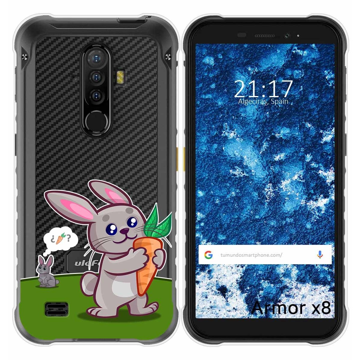 Funda Gel Transparente para Ulefone Armor X8 diseño Conejo Dibujos