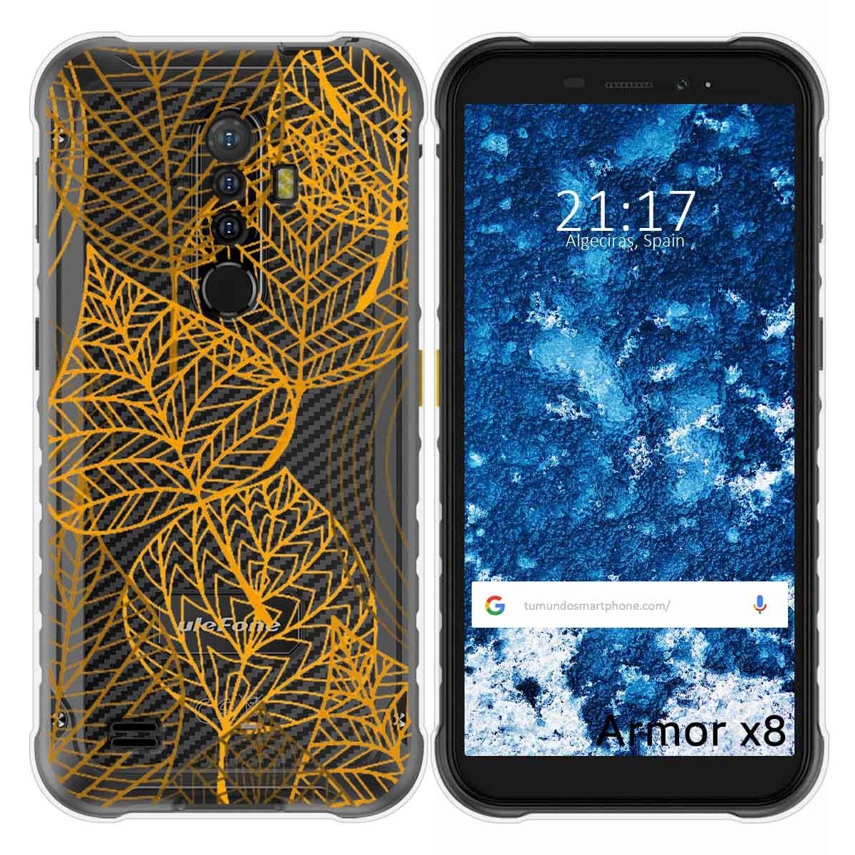 Funda Gel Transparente para Ulefone Armor X8 diseño Hojas Dibujos