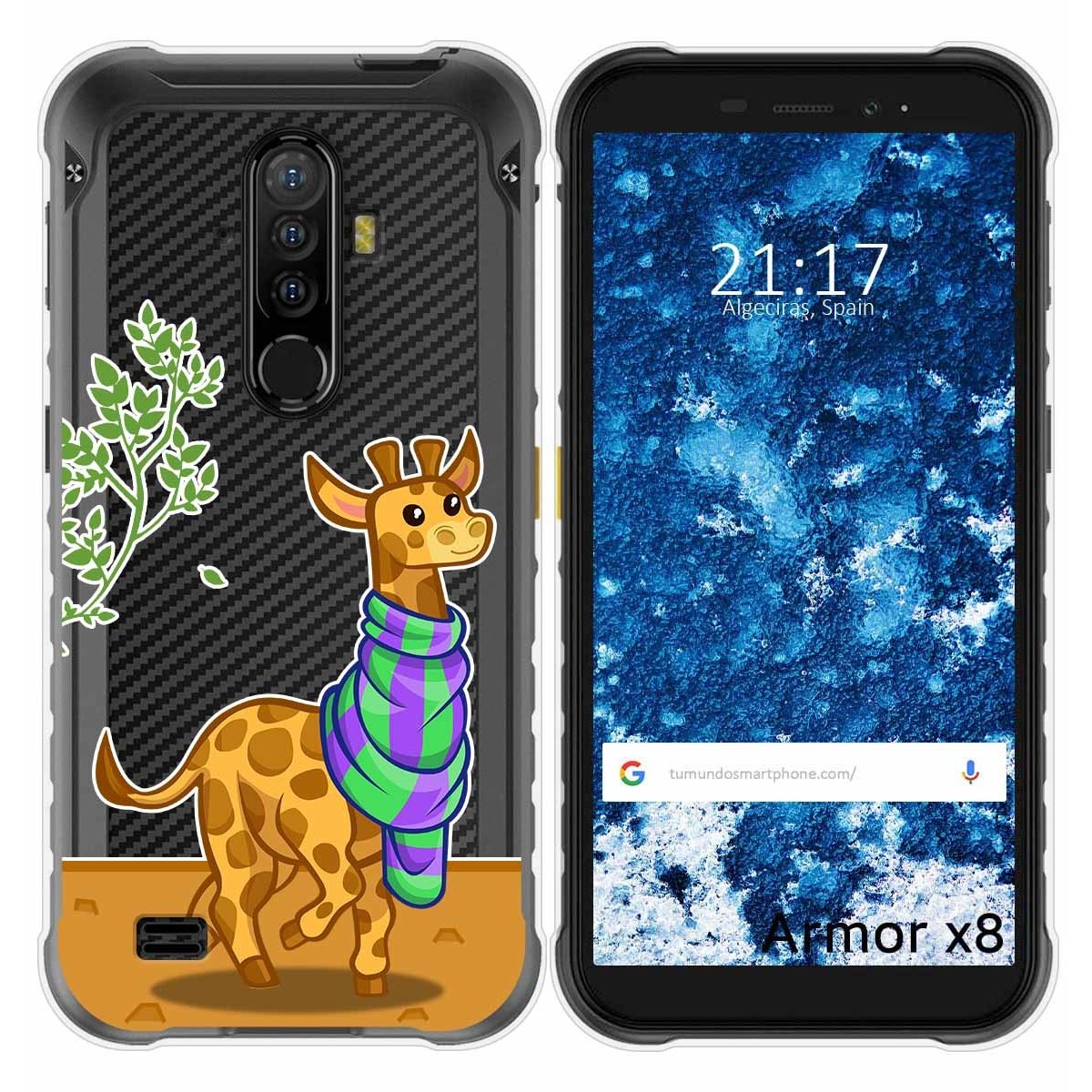 Funda Gel Transparente para Ulefone Armor X8 diseño Jirafa Dibujos