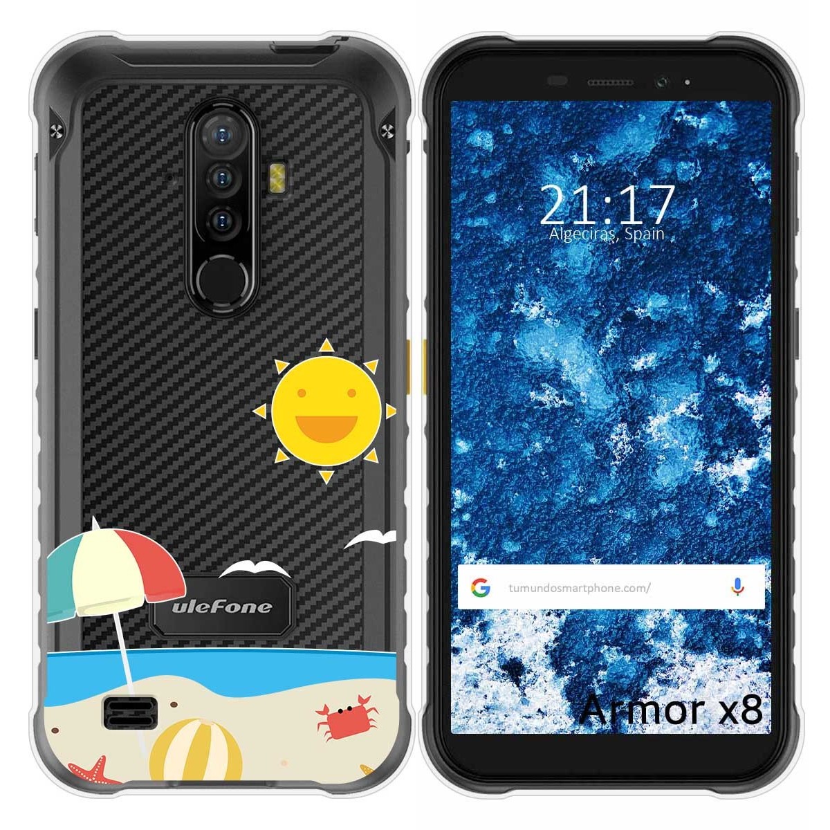 Funda Gel Transparente para Ulefone Armor X8 diseño Playa Dibujos