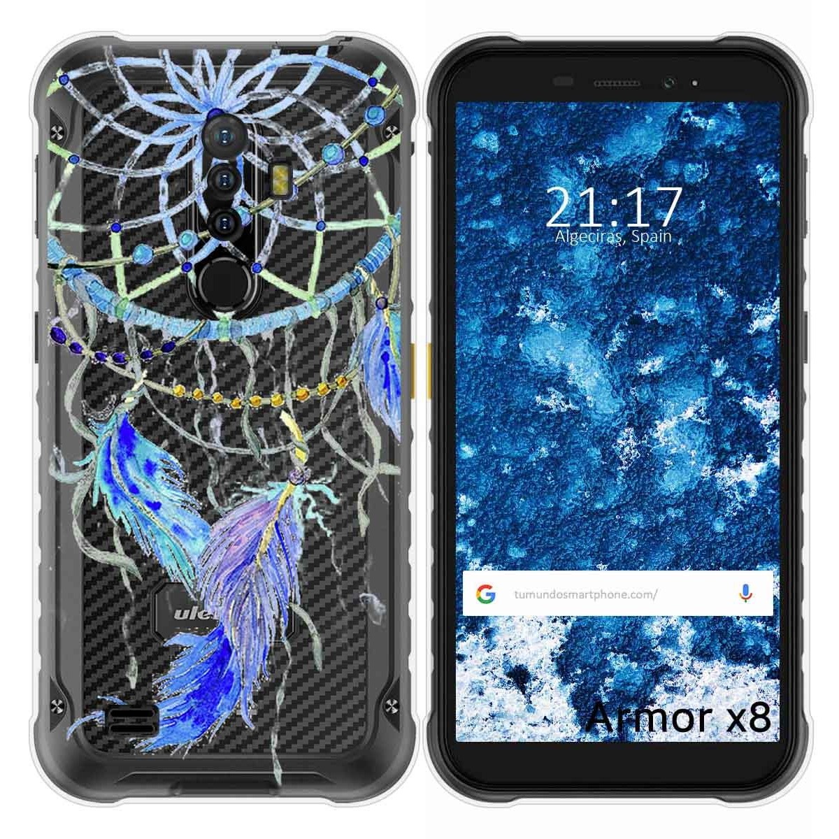 Funda Gel Transparente para Ulefone Armor X8 diseño Plumas Dibujos